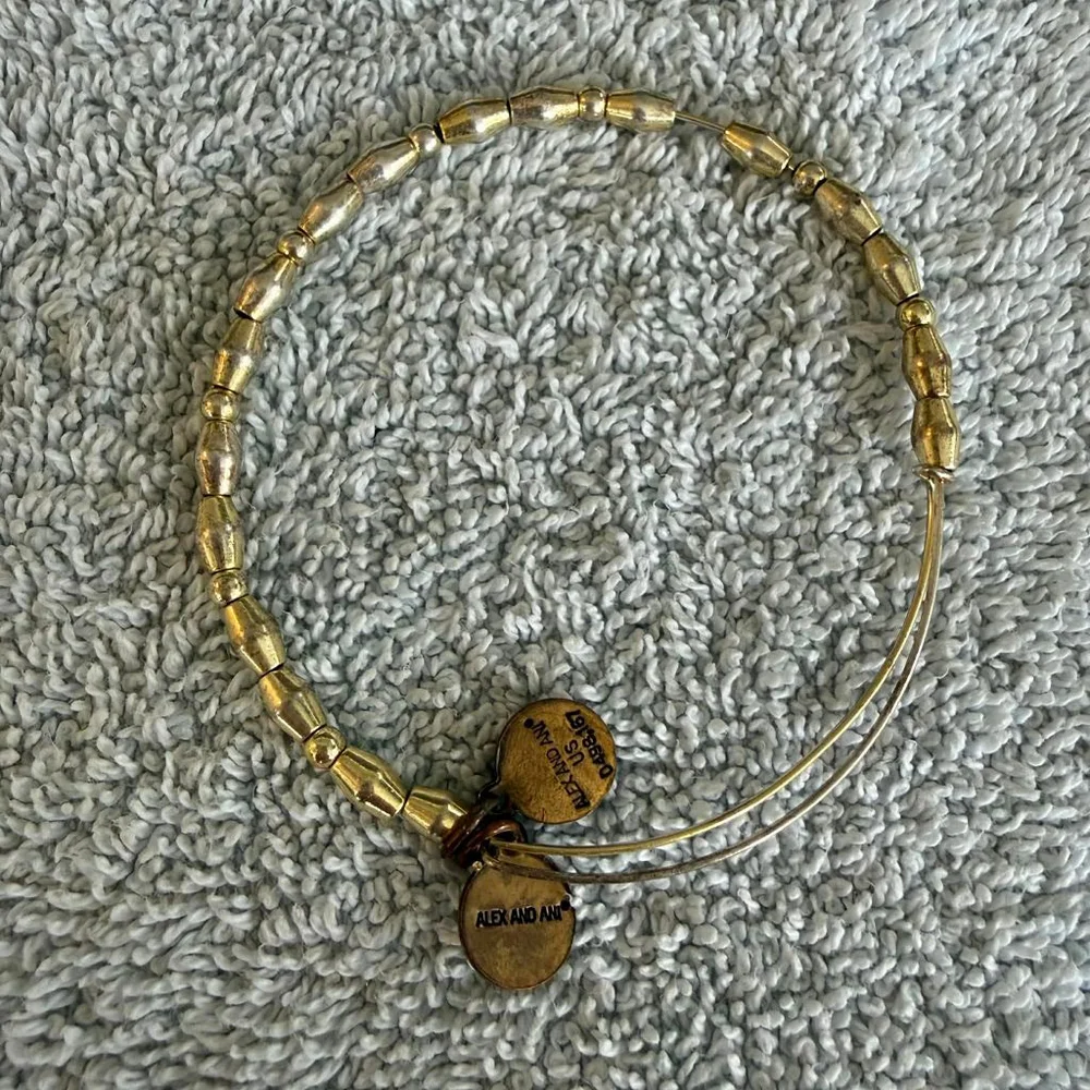 Women's Alex and Ani Gold Beaded Bangle Bracelet One Size - Picture 1 of 7